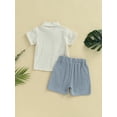 thumbnail image 2 of ZAXARRA Ensemble de Shorts d'Été pour Garçons Col Rabattu Manches Courtes T-Shirts et Shorts Taille Élastique 2 Pcs, 2 of 7