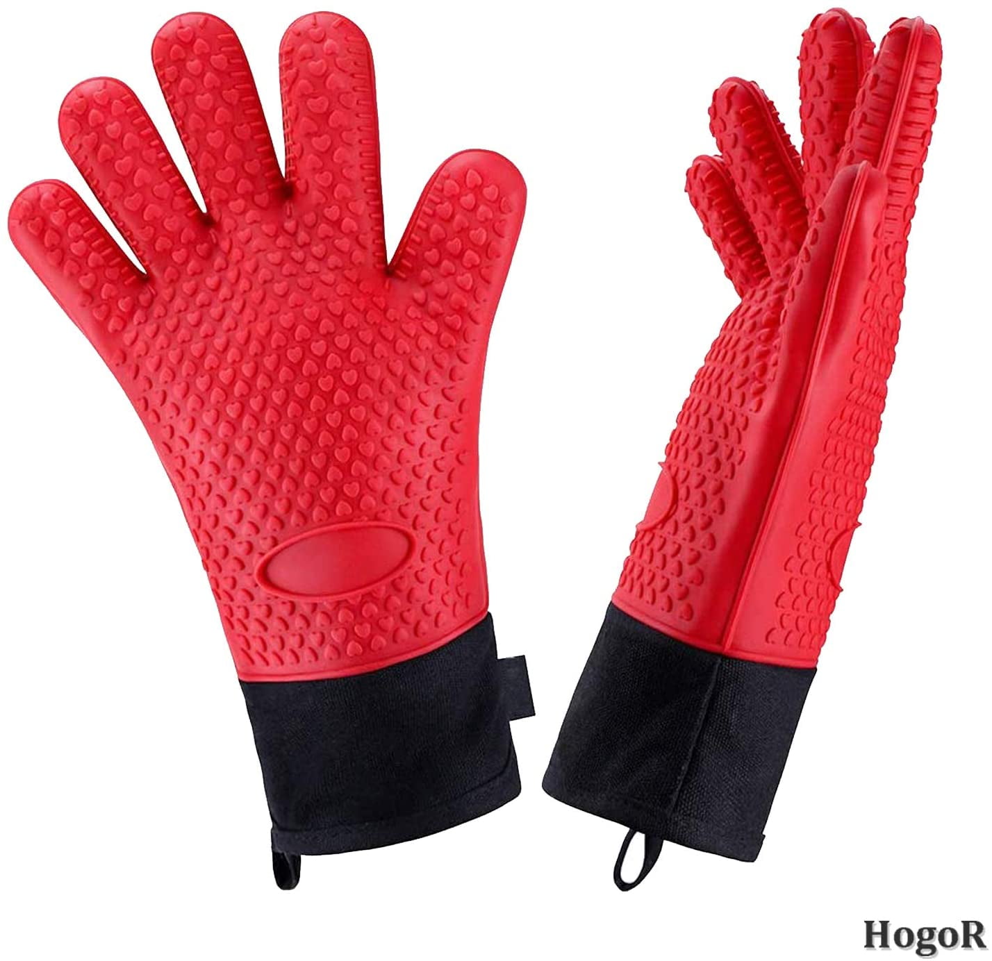 1 Paar Extreme BBQ Heat Resistant Silicone Gloves Kitchen Oven Cooking Hot Mitts 