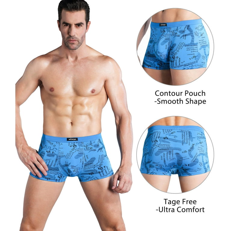 wirarpa Men's Trunks Underwear Stretch Microfiber Boxer Briefs Short Leg 4  Pack Sizes S-3XL