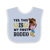 Inktastic Yes, This is My First Rodeo- Cowgirl in Hat and Boots Girls Baby Bib