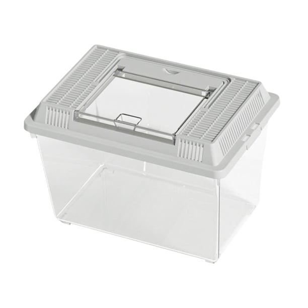 Tanque de baño para tortugas Estuche pequeño de transporte Caja de cría para anfibios Caja de alimentación de alimentos para tanques Caja para ranas gris