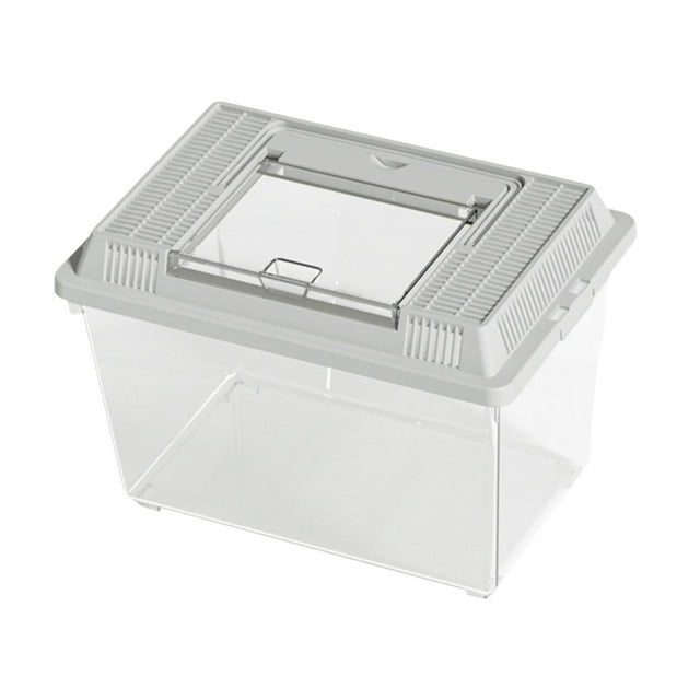 Almencla Réservoir de Bain pour Tortues, Boîte de Reproduction pour Amphibiens, Habitat pour Reptiles, Boîte d'Alimentation, Gris