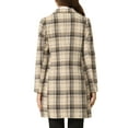 thumbnail image 3 of INSPIRE CHIC Women's Plaid Notched Lapel Long Sleeves Double Breasted Coat XL Khaki, 3 of 6