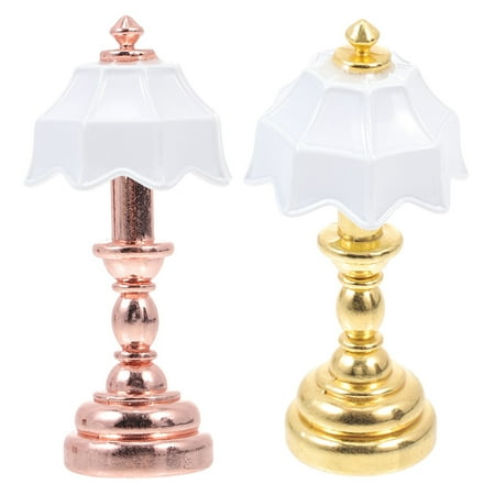 

FRCOLOR 2Pcs Miniature Delicate Lamps Mini House Bedside Lamp Decorations Desktop Mini Lamp Decors