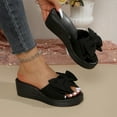 thumbnail image 6 of Slippers Women Women's Fashionable And Casual Summer Bow Thick-Soled Outdoor Wedge Sandals,Black,36, 6 of 9