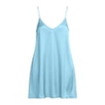 thumbnail image 3 of Lenpel Satin Mini Sundresses for Women V Neck Spaghetti Strap Dresses with Pockets Flowy Comfy Loose Fit Lounge Dresses, 3 of 7