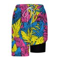 thumbnail image 4 of cllios Mens Hawaiian Swim Trunks Board Shorts with Compression Liner Quick Dry Bathing Suits 9'' Drawstring Beach Shorts with Pockets, 4 of 6