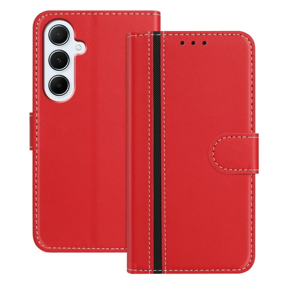 Allytechgroup Flip Wallet Phone Case for Samsung Galaxy A56 5G, RFID Blocking PU Leather Built-in Credit Card Slot Stand Shockproof Full Body Protective for Samsung Galaxy A56 5G, Red