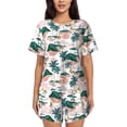 thumbnail image 1 of Fotbe Hawaii Palms Conjunto de Pijama Estampado para Mujer, 2 Piezas, Ropa de Dormir con Camiseta de Manga Corta y Shorts Suaves-Small, 1 of 6