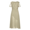 thumbnail image 6 of EliteGoogv Womens Swing Dresses Square Neck Short Sleeve A Line Dresses For Women Relaxed Loose Fit Summer Dresses Beach Vacation Wedding Guest Dresses Beige, 6 of 6