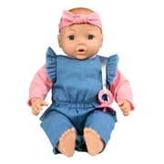 My Sweet Love 18-inch Nurturing Soft Baby Doll with Removable Denim Jumsuit, Doll with Removable Outfit, Cute Headband and Pretend Pacifier, Gray Eyes