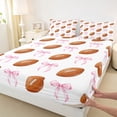 thumbnail image 4 of Erosebridal Girls Brown Football Full Size Sheets 4-Piece,Kids Teens Sport Rugby Ribbon Bow Tie Bed Sheets,Lightweight Room Decor, 4 of 5