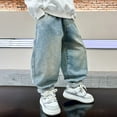 thumbnail image 5 of MEZZALL Boys Casual Straight Leg Jeans Loose Denim Pants With Pockets, Blue, 9-10 Years, 5 of 9