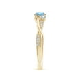 thumbnail image 3 of Angara Natural 0.4 Ct. Aquamarine with Diamond Side Stone Ring in 14K Yellow Gold for Women (Ring Size: 12), 3 of 10
