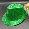 thumbnail image 2 of Eandarui Women Men Sequin Fedora Hat Disco Hat Jazz Dance Hat Hip-Hop Rapper Stage Performance Green One Size, 2 of 4