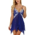 thumbnail image 2 of Women Lace Lingerie Front Closure Babydoll V Neck Nightwear Sexy Chemise Nightie, 2 of 5