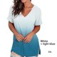 thumbnail image 5 of Sonducket Camiseta degradada para mujer, S-XXXL multicolor, ropa de calle con cuello en V, informal, holgada, de fibra transpirable, de verano, Prendas para la parte del cuerpo Blanco+Azul Claro XXL, 5 of 6