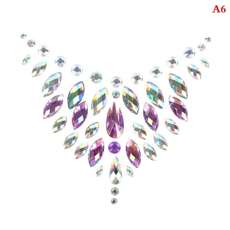 

ZIOKOK Crystal Bra Stickers Adhesive Diamond Beads Breast Pasties Shiny Tattoo Sticker