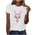 thumbnail image 2 of Mifsaly Easter tops for Women Short Sleeve Crewneck Cotton T-Shirts Bunny with Pink Heart Glasses and Bow Graphic Lightweight Breathable Versatile Summer Tees XL, 2 of 6