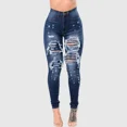 thumbnail image 2 of Pantalones vaqueros rasgados de cintura alta para mujer, Vaqueros ajustados con bolsillos negros, elásticos, 2024, 2 of 5