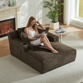 thumbnail image 2 of Aukfa Oversized Chaise Lounge Chair Indoor, 66" Boneless Sofa Couch with Cup Holders and 3Pillows for Living Room, Dark Brown, 2 of 8
