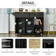 thumbnail image 4 of Spaco Mobile Kitchen Island with Storage and Storage Drawers, Kitchen Cart with Wood Top and 3-door Cabinets, Storage Cabinet with Adjustable Shelves for Indoor as Kitchen, Bar, Dining Room, Black, 4 of 7