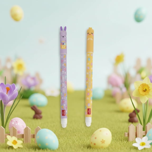 Erasable Gel Pens, Set of 2 Easter Erasable Pens for Learning and Writing 2ML Cartoon Style Erasable Ink Pens Easter Gifts for Teens Adults