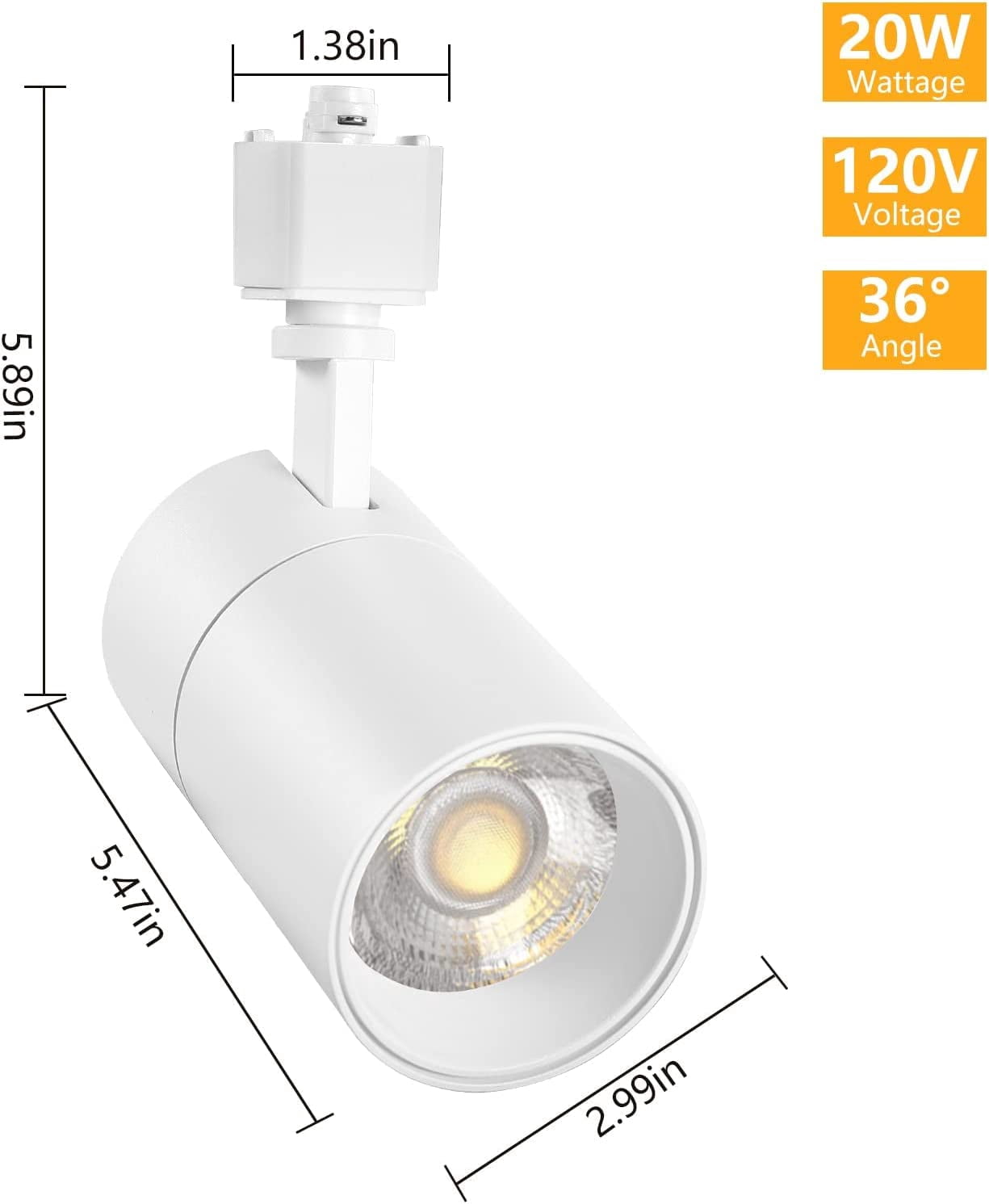 VANoopee 3-Color 20W H Track Lighting Heads Dimmable No Flicker Bright LED Track Lighting Fixtures for Accent Task Retail Kitchen Ceiling Track Light H Type Pack of 4 - CRI90+ 36° 2000lm White