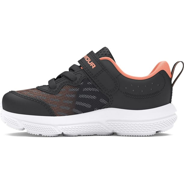 Zapatos Under Armour Infant Assert 10 6K para niñas, color antracita y blanco