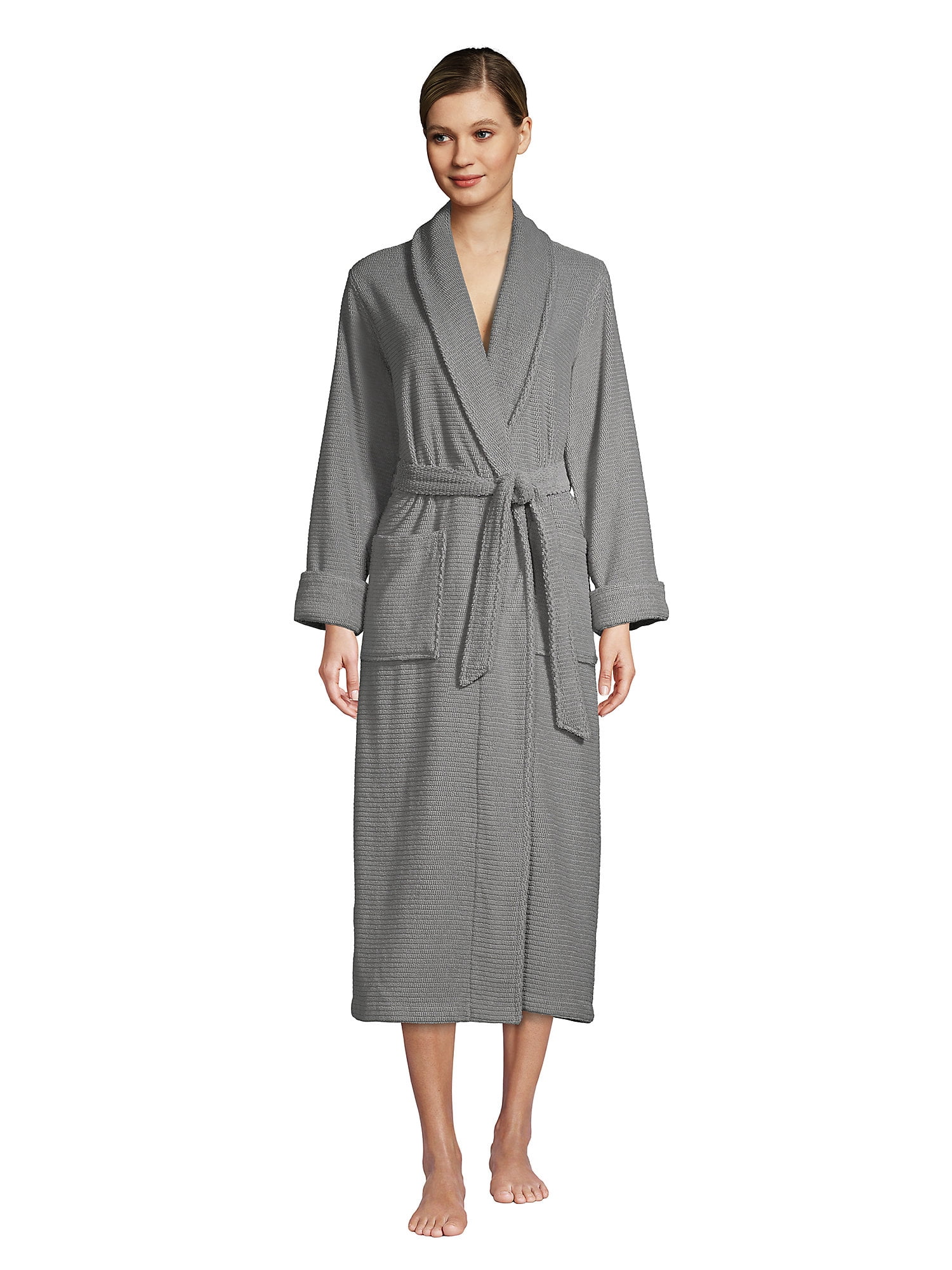 Lands' End Women's Petite Cotton Terry Long Spa Bath Robe