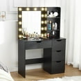 thumbnail image 4 of QinaQin Vanity Desk with Mirror and Lights, 35 Inch Makeup Table with 4 Drawers, Built-In Power Strip, USB and 3-Color LED Lighting, 4 of 7