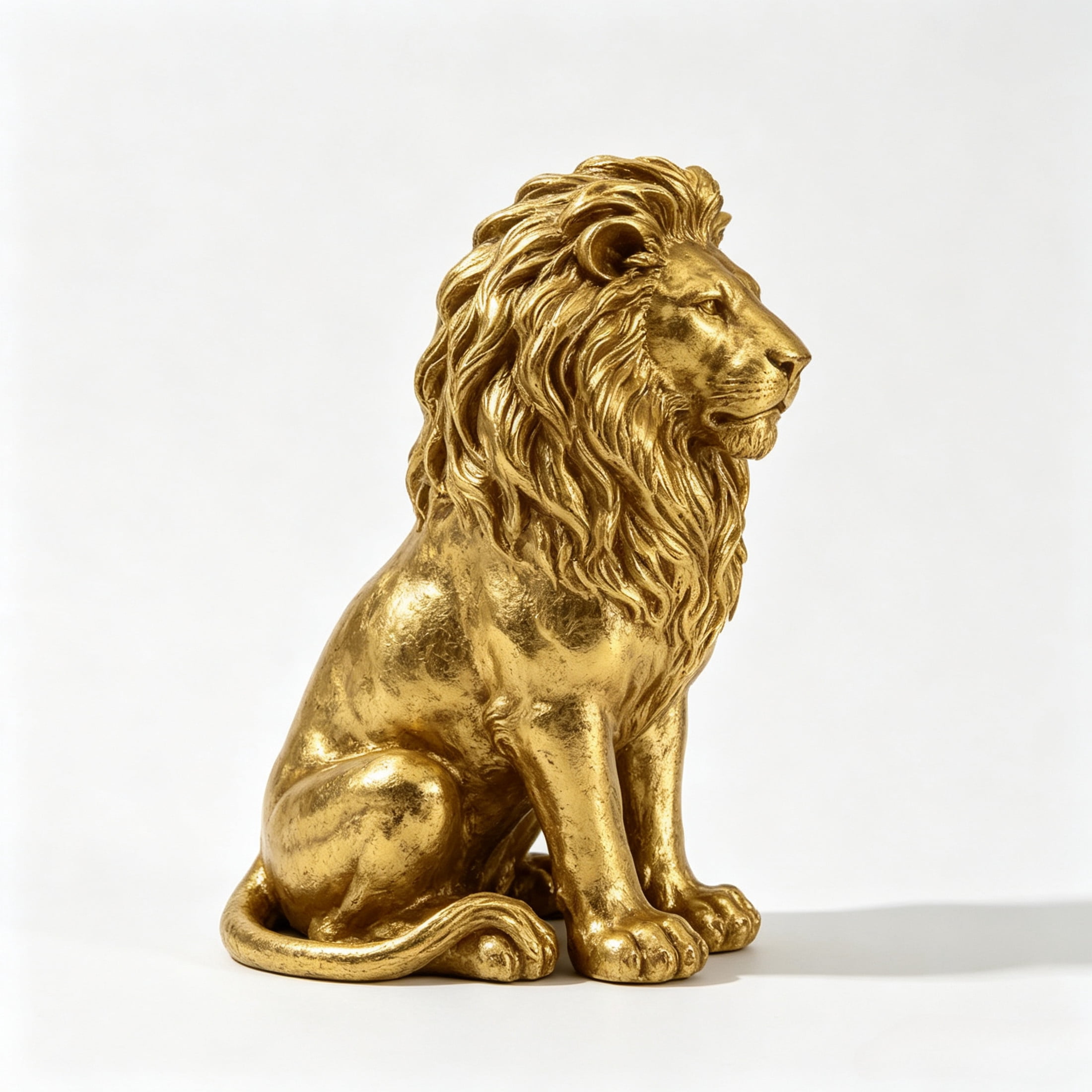 GDF Studio Golden Lion Resin Indoor/Outdoor Guardian Statue, Weather-Resistant Decor Figurine for Garden & Courtyard