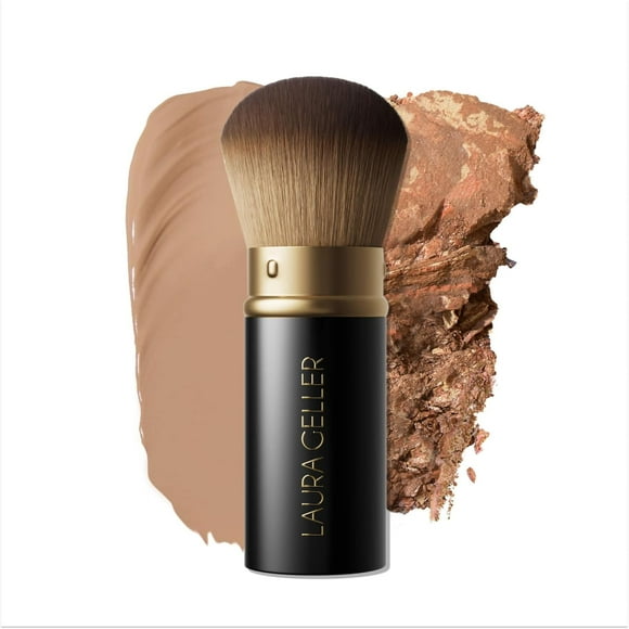 LAURA GELLER Pinceau Kabuki de Voyage Rétractable - Pinceau Fond de Teint à l'Aérographe pour Tous les Maquillages Cuits, Liquides, en Crème et en Poudre avec Manche