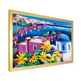 thumbnail image 2 of Designart 'Colorful Traditional Santorini Churches Among Flowers' Nautical & Coastal Framed Art Print, 2 of 4