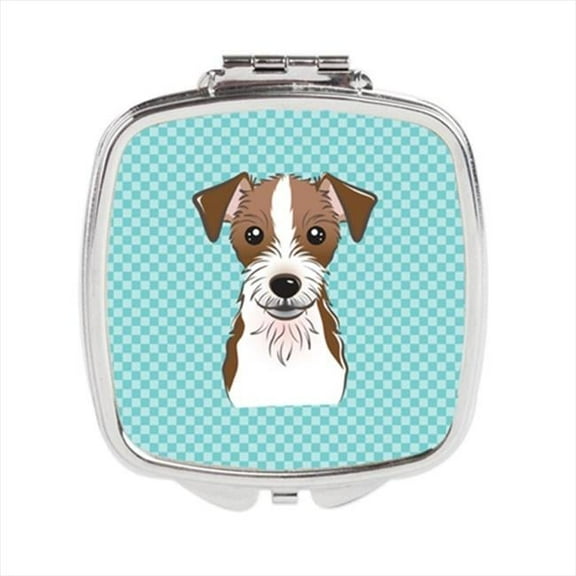 Carolines Treasures  Checkerboard Blue Jack Russell Terrier Compact Mirror