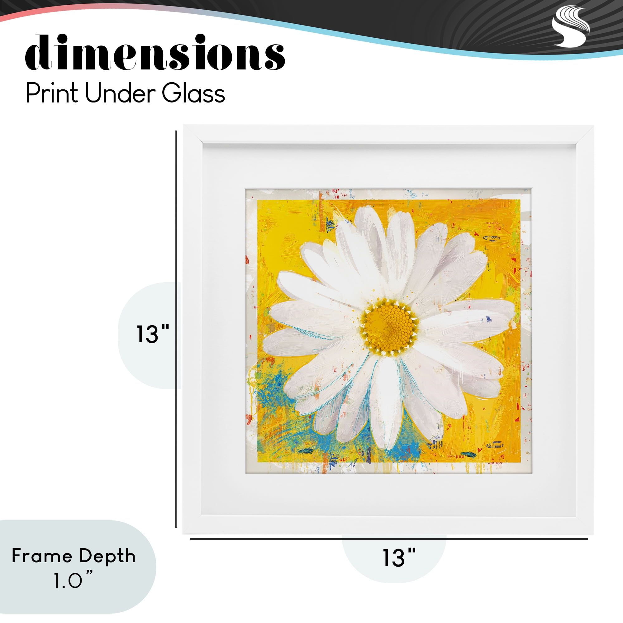 Stupell Industries Violet's Daisy on Yellow White Framed Print Under Glass, design by Porter Hastings