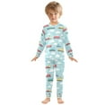 thumbnail image 6 of FORMRS Long Sleeve Top and Pants Pajama Set for Niños 2-Piece Sleepwear, Sizes 18M-8Y, Blue Trains Pattern, 6 of 6