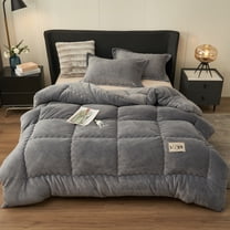 ANMINY Double-Sided Milk Fleece Winter Comforter, Reversible Soft Warm Bedding