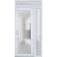 thumbnail image 3 of Front Exterior Prehung Metal-Plastic Door Frosted Glass / Manux 8102 White Silk / Side and Top Window / Office Commercial and Residential Doors Entrance Patio Garage 42" x 96" Right-hand Inswing, 3 of 6