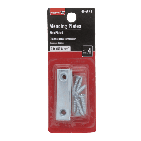 Bulldog Hardware 2-1/2 in. Mending Plate, Zinc Plated Steel (4 Pack)