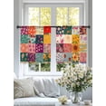 thumbnail image 5 of Spring Floral Semi Sheer Curtains 54 Inch Length 2 Panels Set, Vintage Plaid Summer Botanical Colorful Sheer Kitchen Curtain Privacy Voile Window Curtain for Living Room Bedroom Rod Pocket Drapes, 5 of 7