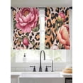 thumbnail image 2 of Pink Flowers Sheer Curtains 54 Inch Length 2 Panels Set Window Treatments, Leopard Spot Vintage Floral Country Plants Rod Pocket Semi Curtains for Living Room/Bedroom/Kitchen Décor, 104"W x 54"L, 2 of 7