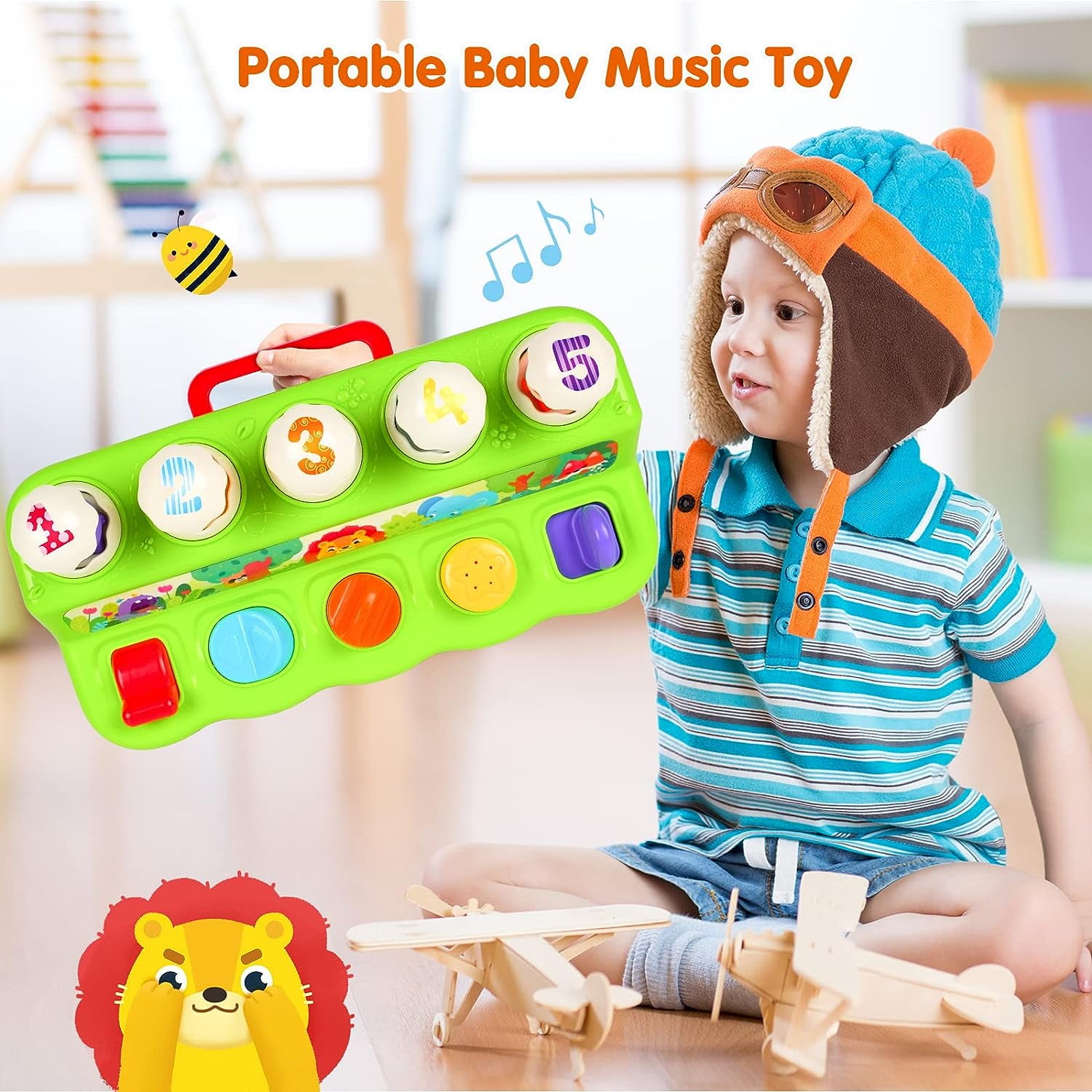 Interactive Montessori Toddler Toy | Toys for 1 Year Old, Baby Toys 9-12 Months 12-24 Months, Early Developmental Toy for Toddlers 1-3 Years, Birthday Gifts Learning Toys with Music Lights