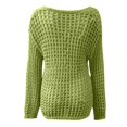 thumbnail image 6 of Women's Lightweight Hollow Out Knit Beach Cover Up Long Sleeve Casual Loose Fit Summer T-Shirt For Outing Oversized T-shirts Short Sleeve Crewneck Casual Tops, 6 of 6