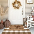 thumbnail image 2 of Fall Door Mat Front Door Rug Farmhouse Brown and White Buffalo Check Rug Layered Welcome Door Mat for Front Porch Decor, Front Door, Farmhouse Decor (27.5"x43", Coffee and White), 2 of 17