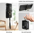 thumbnail image 4 of Case for Samsung Galaxy Z Flip 3 with Wrist Strap, Luxury Soft PU Leather Hard PC Shell for Women Men Ultra Thin Slim Durable Shockproof Protective Cover for Galaxy Z Flip 3 5G Black, 4 of 7