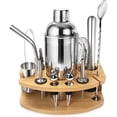 thumbnail image 1 of Kit de coctelera, juego de cóctel profesional de acero inoxidable de 13 piezas de 750 ml con soporte de madera, kit de coctelera para bar, fiesta, picnic, boda, celebración ACTIVE Biensenido a ACTIVE, 1 of 5