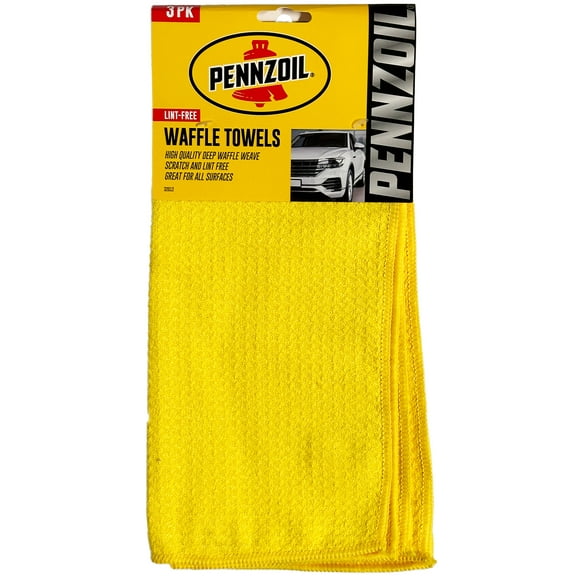 Pennzoil Waffle Towel Ultimate Car Drying Towel, 3 Count