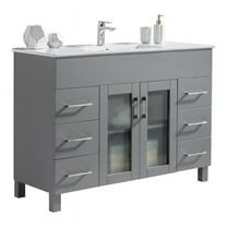 Laviva Nova 48" Contemporary Wood Cabinet with Ceramic Countertop in Gray