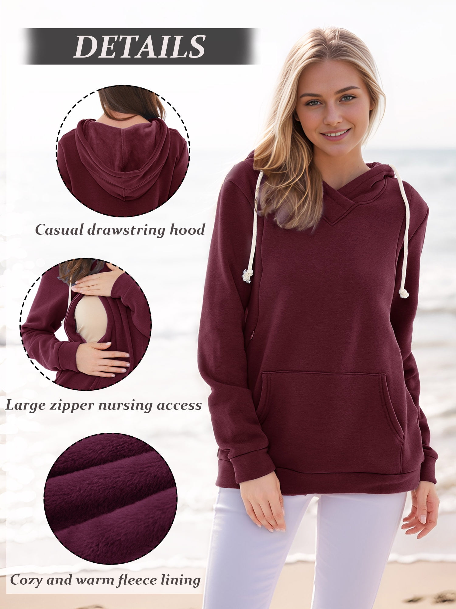 Women's Maternity Nursing Tops Hoodie Fleece Breastfeeding Shirts Clothes